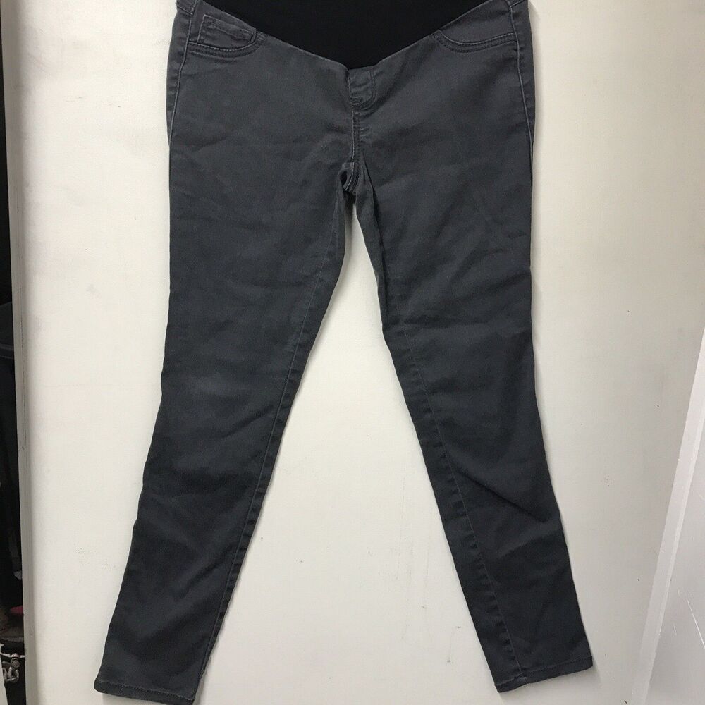 Oh Baby Maternity Medium Pants dark gray skinny leg Belly Band used pull on